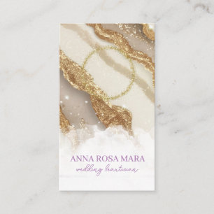 *~* Glam QR Agate Ivory Gold Glitter PHOTO AP66 Business Card