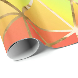 Glam Rainbow Golden Stripes Diamond Wrapping Paper