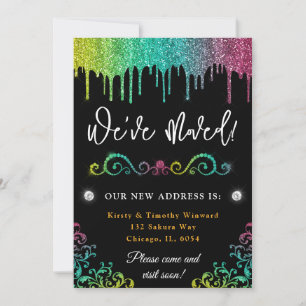Glam Rainbow Gradient Glitter New Home Announcement