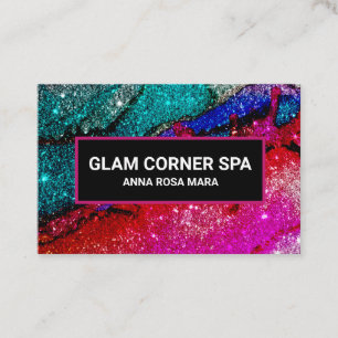 *~* Glam Rainbow QR Glitter Glitz Luxury Beauty Business Card