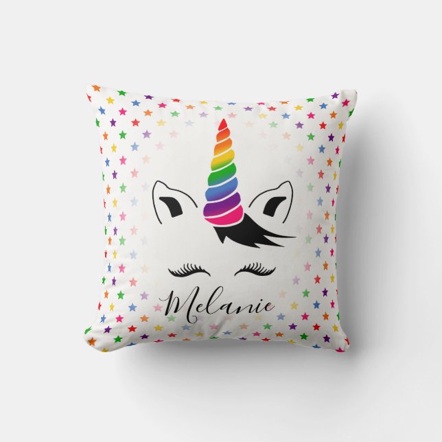 Glam Rainbow Unicorn Cushion (Front)