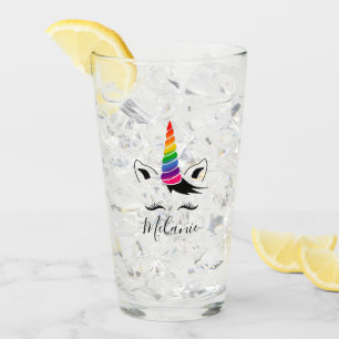 Glam Rainbow Unicorn Glass