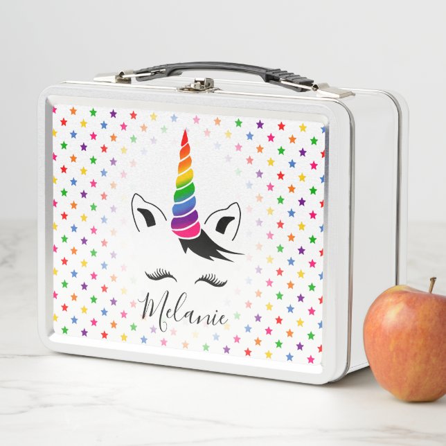 Glam Rainbow Unicorn Metal Lunch Box (In Situ)