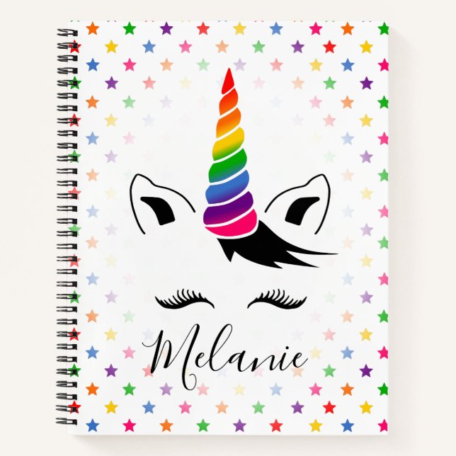 Glam Rainbow Unicorn Notebook (Front)