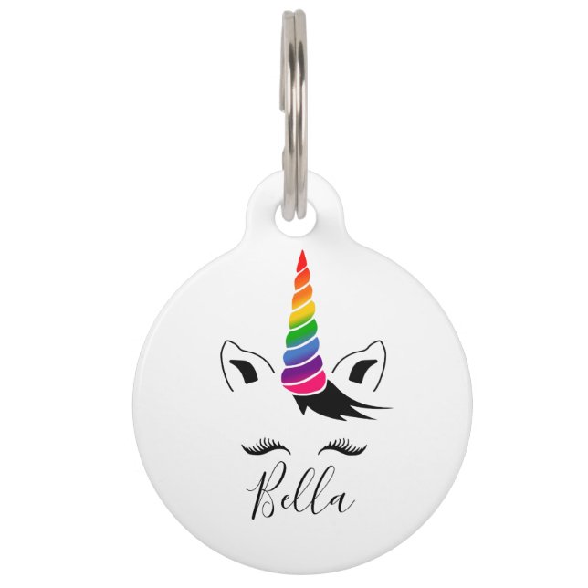 Glam Rainbow Unicorn Pet Tag (Front)