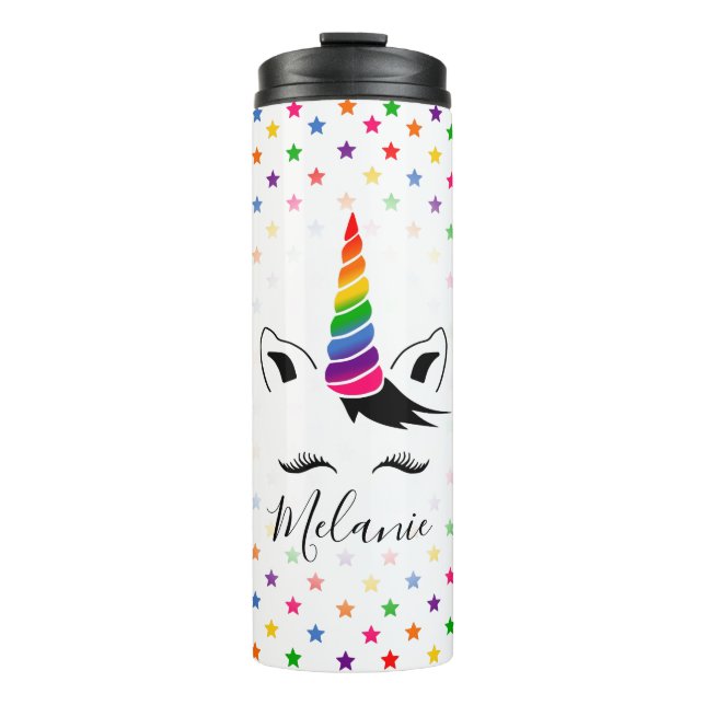 Glam Rainbow Unicorn Thermal Tumbler (Front)