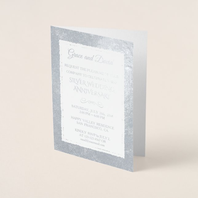 Glam Real Gold Foil 25th Wedding Anniversary Card (Front)