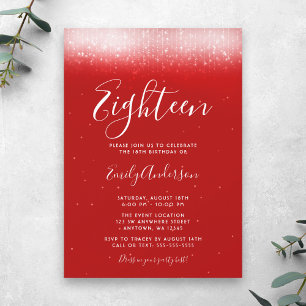 Glam Red 18th Birthday Invitation