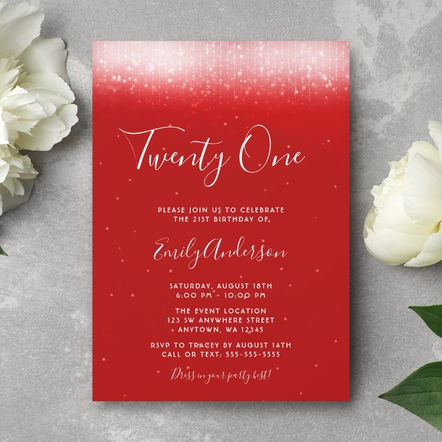 Glam Red 21st Birthday Invitation (Creator Uploaded)
