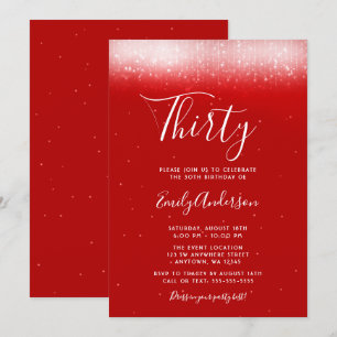 Glam Red 30th Birthday Invitation