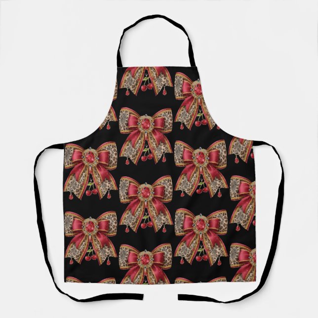 glam red  bow  style apron (Front)
