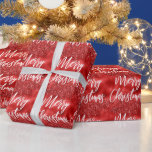 Glam Red Foil Glitter Merry Christmas Calligraphy Wrapping Paper<br><div class="desc">This glam modern wrapping paper features the words "Merry Christmas" in white brush font on a red faux foil background sprinkled with faux glitter.</div>