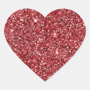 Glam Red Glitter Heart Sticker
