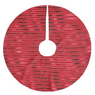 Glam Red Gold Stripes Brushed Polyester Tree Skirt