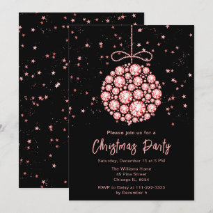 Glam Red Ornament Christmas Party Invitation