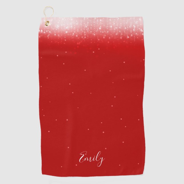 Glam Red Personalised Golf Towel (Front)