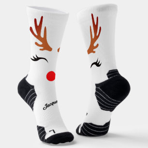 Glam Rednose Reindeer & Antlers Socks