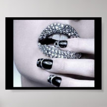 Glam Rhinestone Lips Poster