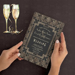 Glam Roaring 20's Gold Black Great Gatsby Wedding Invitation<br><div class="desc">Glam Roaring 20's Great Gatsby Art Deco Wedding Charming, Vintage card design featuring a Great Gatsby art deco style, a Roaring 1920's old Hollywood, with faux gold foil overlay and gorgeous fonts. Use Customize tool to add your information. For more, visit please, my Glam Great Gatsby Art Deco Wedding collection....</div>