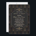 Glam Roaring 20s Great Gatsby Art Deco Sweet 16 Invitation<br><div class="desc">Royal Gold Black Great Gatsby Wedding card design. Royal, Romantic, Vintage card design featuring a Great Gatsby art deco style, a Roaring 1920's old Hollywood, with faux gold foil Fleur-de-lis overlay, divider and gorgeous fonts, on a black textured background. Use Customise tool to add your information. For more, visit please,...</div>