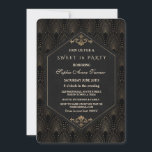 Glam Roaring 20s Great Gatsby Art Deco Sweet 16 Invitation<br><div class="desc">Royal Gold Black Great Gatsby Wedding card design. Royal, Romantic, Vintage card design featuring a Great Gatsby art deco style, a Roaring 1920's old Hollywood, with faux gold foil Fleur-de-lis overlay, divider and gorgeous fonts, on a black textured background. Use Customise tool to add your information. For more, visit please,...</div>