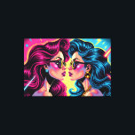 Glam Rock Sisters - Electric Pop Art Canvas Print<br><div class="desc">Step into the spotlight with the "Glam Rock Sisters, " a stunning piece of electric pop art that crackles with the energy of a sold-out stadium show. In a dramatic face-off, two women, bound by style and spirit, hold a powerful gaze. This is a story of sisterhood, rivalry, or perhaps...</div>