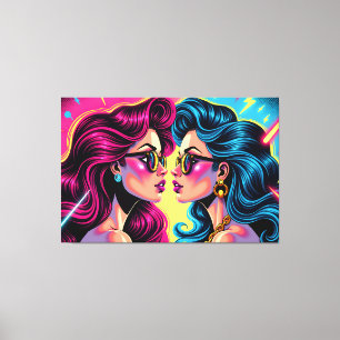 Glam Rock Sisters - Electric Pop Art Canvas Print