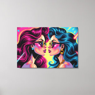 Glam Rock Sisters - Electric Pop Art Canvas Print