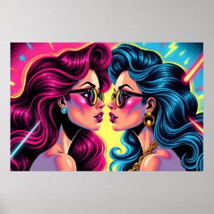 Glam Rock Sisters - Electric Pop Art Poster