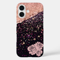 Glam Rose Black Glitter Blush Roses