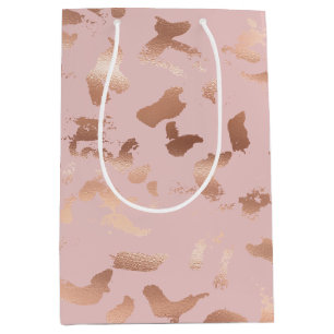 Glam Rose Gold Blush Abstract Birthday Medium Gift Bag