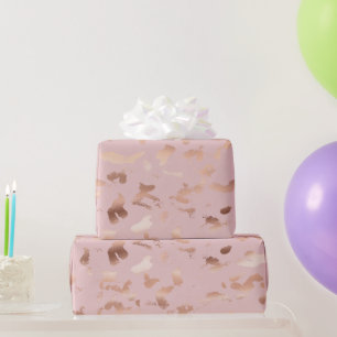 Glam Rose Gold Blush Abstract Birthday Wrapping Paper