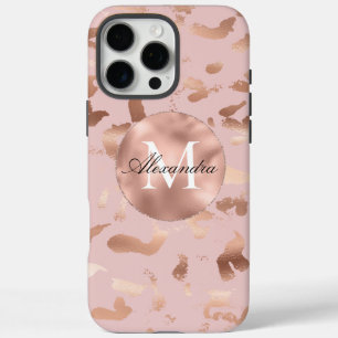 Glam Rose Gold Blush Abstract iPhone 16 Pro Max Case