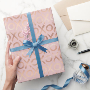 Glam Rose Gold Blush XOXO Wrapping Paper