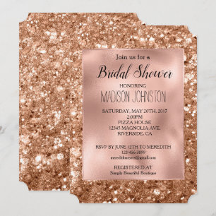 Glam Rose Gold Chunky Glitter Bridal Shower Invitation