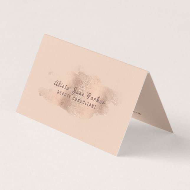 Glam Rose Gold Copper Foil | Beautician Business Card (Front)