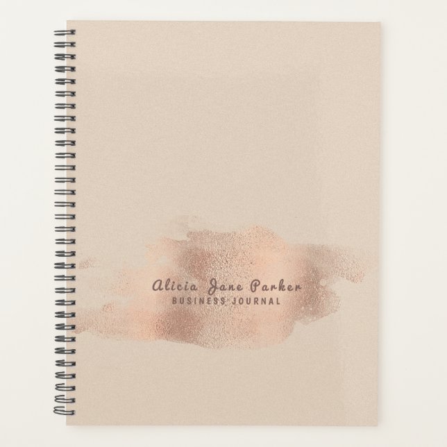 Glam Rose Gold Copper Foil Chic Business personal Planner (Front)