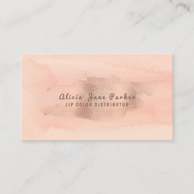 Glam Rose Gold Copper Foil | Lip Colour Distributo Business Card (Front)