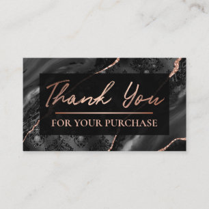Glam Rose Gold Damask Thank You For Your Purchase Business Card