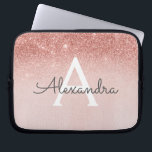 Glam Rose Gold Glitter and Sparkle Monogram Laptop Sleeve<br><div class="desc">Glam Rose Gold Ombre Faux Glitter and Sparkle Modern and Elegant Monogram Case. This case can be customised to include your initial and first name.</div>