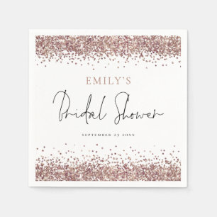 Glam Rose Gold Glitter Bridal Shower Napkin