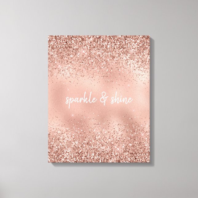 Glam Rose Gold Glitter Canvas Print (Front)