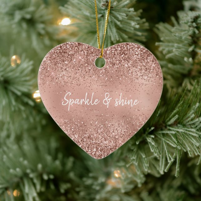 Glam Rose Gold Glitter Ceramic Tree Decoration (Tree)