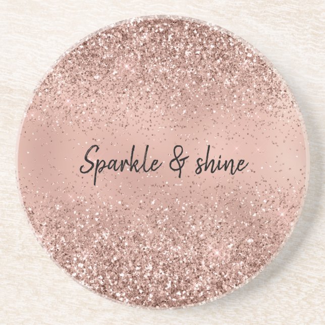 Glam Rose Gold Glitter Coaster (Front)