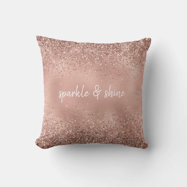 Glam Rose Gold Glitter Cushion (Front)