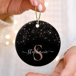 Glam Rose Gold Glitter Elegant Luxury Monogram Ceramic Tree Decoration<br><div class="desc">Create your own personalised black and rose gold diamond sparkle ornament with your custom monogram and name.</div>
