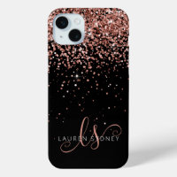 Glam Rose Gold Glitter Elegant Monogram