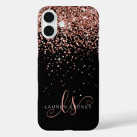 Glam Rose Gold Glitter Elegant Monogram