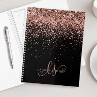 Glam Rose Gold Glitter Elegant Monogram