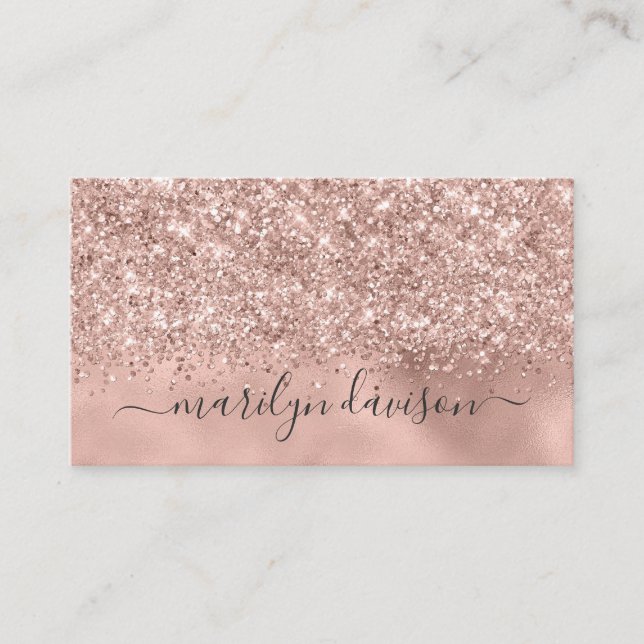 Glam Rose Gold Glitter Foil Design Profession Business Card (Front)
